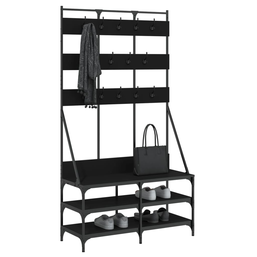 Clothes Rack with Shoe Space, Black, 100X40X184 Cm