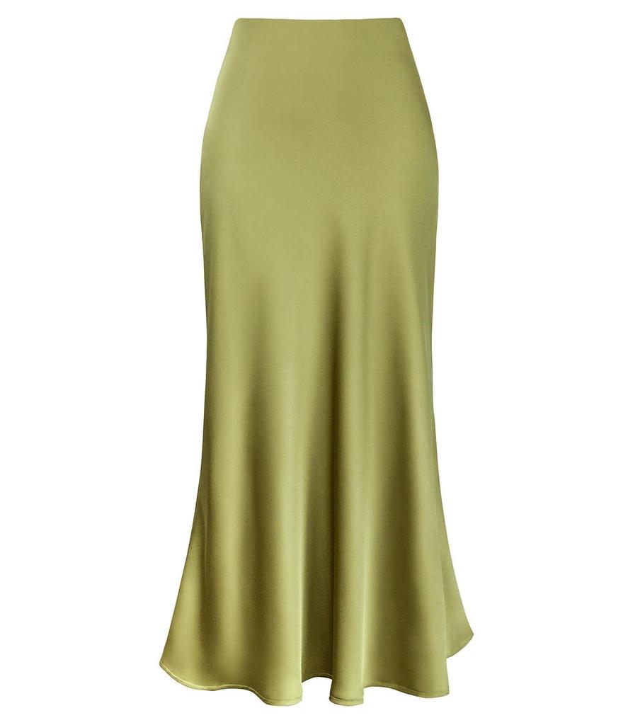 Elegant High-Waist Silky Acetate Fishtail Skirt for Spring and Summer