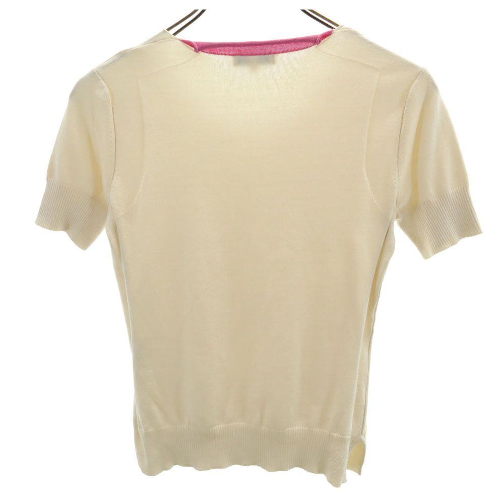 ETRO Silk Blend Short sleeve sweater 42 Ivoryx pink Milano knitwear Women Used