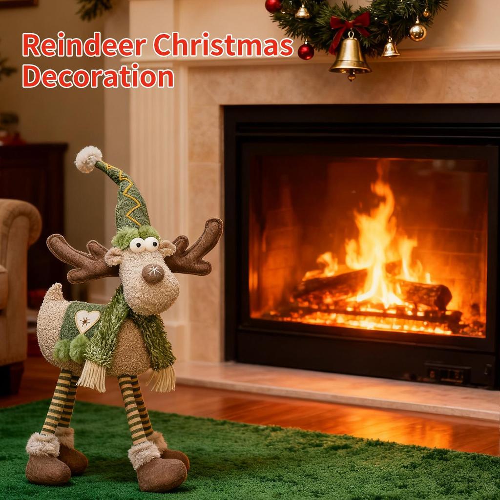 Retractable Reindeer Doll Long Legs Festive Decorative Christmas Decor Stuffed Reindeer Doll Ornament For Window Party Hotel