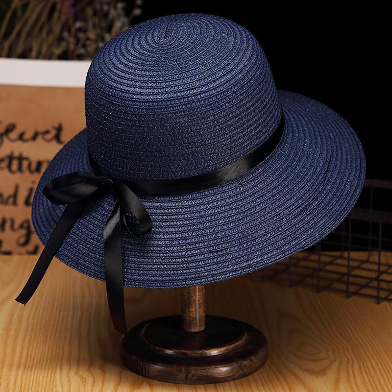 Women's Foldable Summer Beach Hat - Large Brim, Anti-UV, Floral Straw Sun Protection Hat