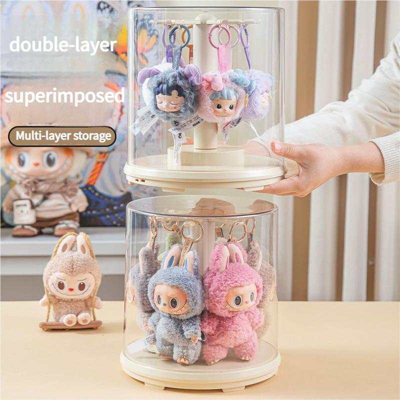 Labubu Vitrine Transparent Drehbarer Aufbewahrungsständer Für Plüschpuppen Blind Box Sammlung Klarer Acryl-Organizer