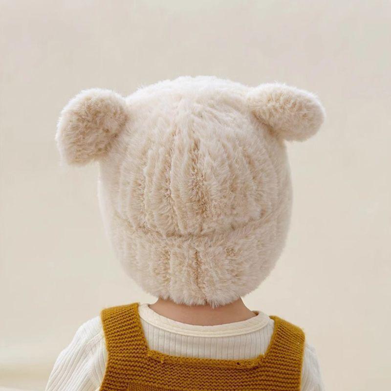 Baby hat winter fleece hat thickened boys and girls autumn and winter ear protection cute wool hat super cute baby knitting