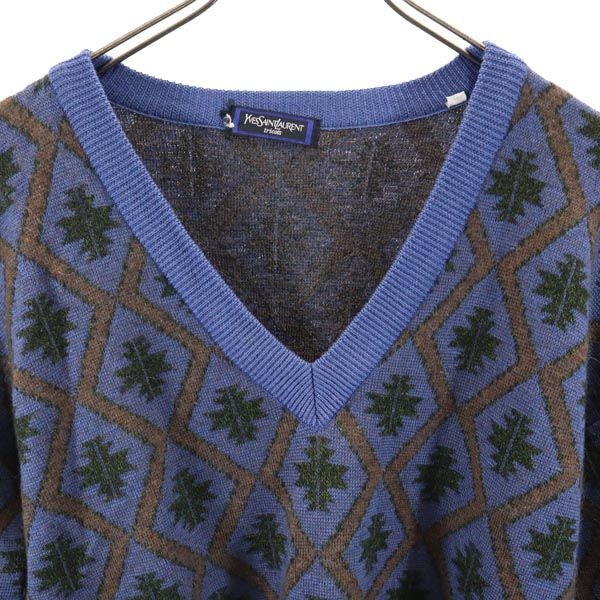 YVES SAINT LAURENT Tricots Mohair Blend Overall Handle Long Sleeve Knit Men's Used