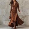 Burgunderrotes Hemdblusenkleid mit Fischschwanzsaum und Seitenschlitz