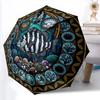 Marine Life Glass Pattern Umbrella, Portable and Foldable Design, 8 Ribs, a Casual Accessory for Halloween, Christmas, and Birthday Gifts.