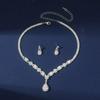 European and American Crystal Blue-Green Teardrop Necklace and Earring Set
