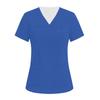 Women's V-neck Three-pocket Short-sleeved  Uniform/caregiver Top With Slits At The Hem