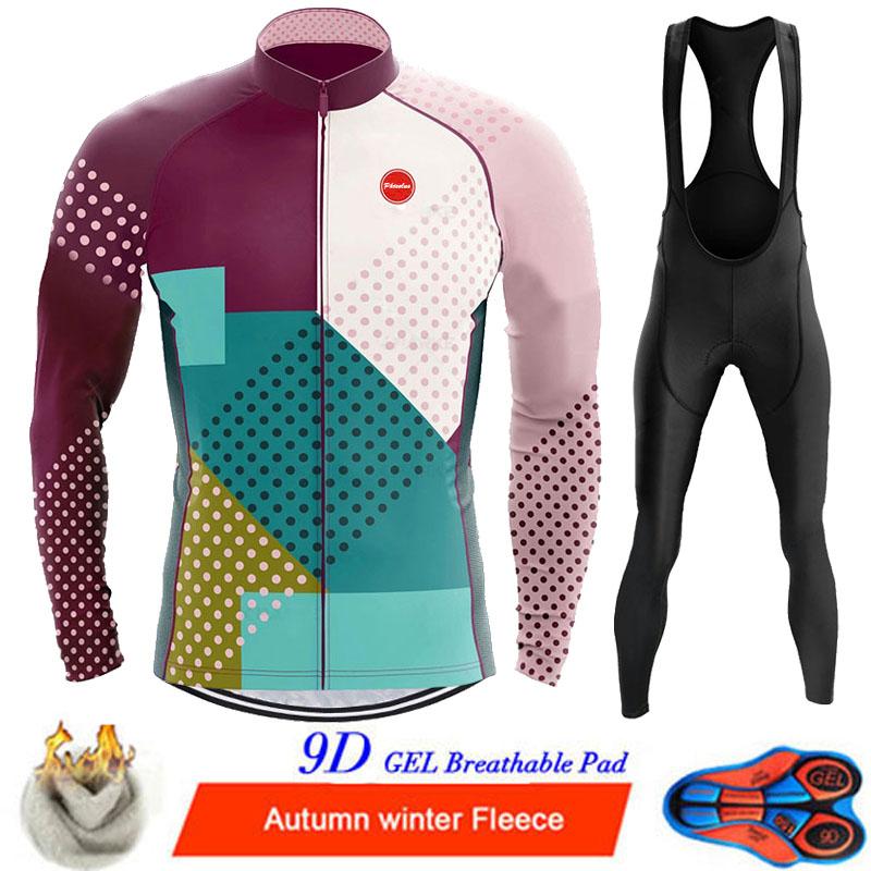 Phtxolue 2022 Winter Thermal Fleece Cycling Jerseys Set MTB Bike Clothes Maillot Ropa Ciclismo Invierno Bicycle Cycling Clothing