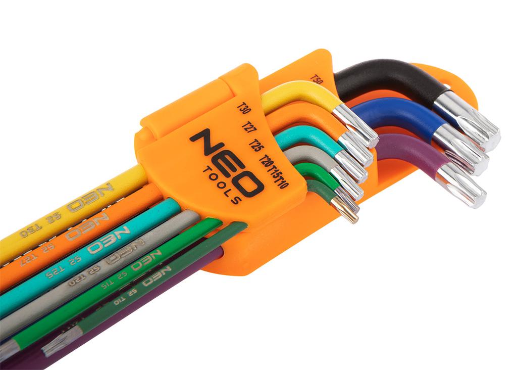 Torx T10-50 Keys, Set Of 9, Colored