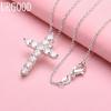 925 Sterling Silver Fashion AAA Zircon Cross Pendant Necklace Wedding Jewelry