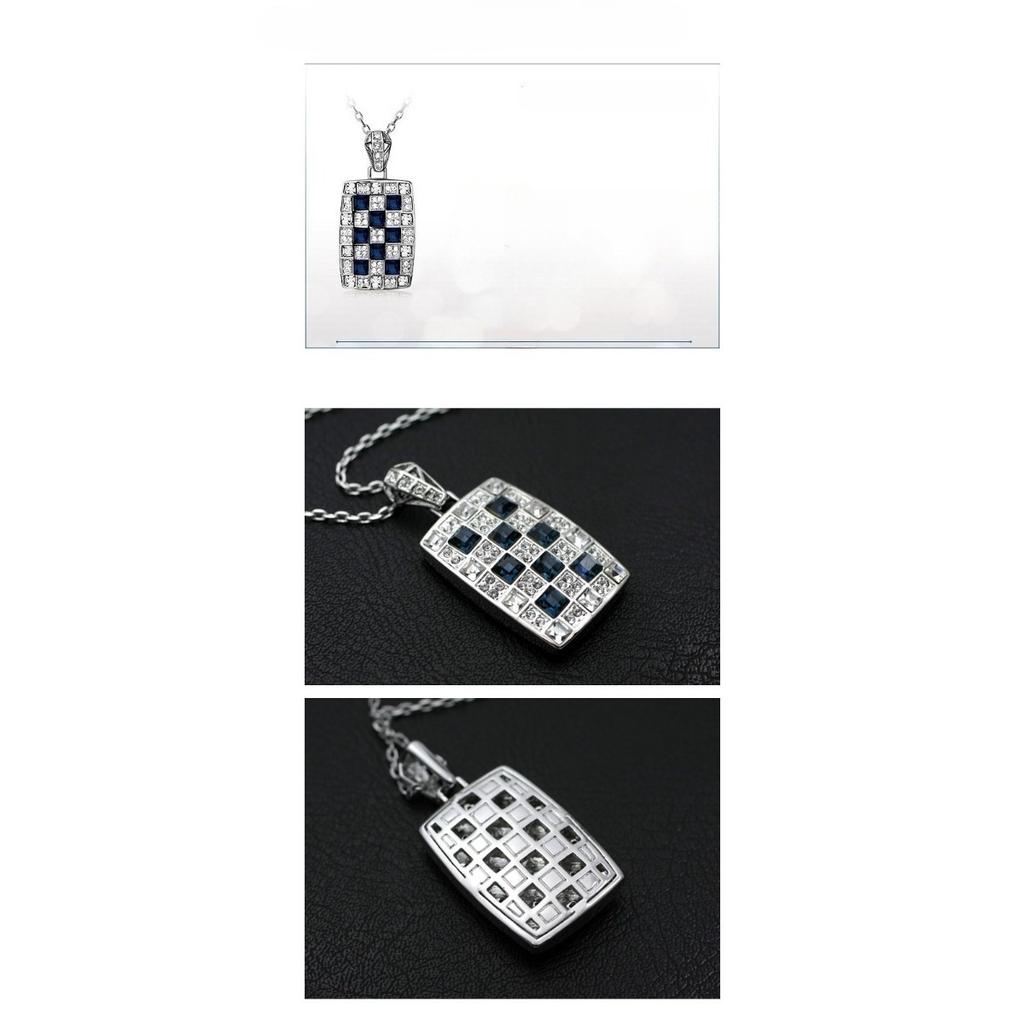Fashionable and elegant queen crystal necklace, exquisite retro diamond inlaid square pendant