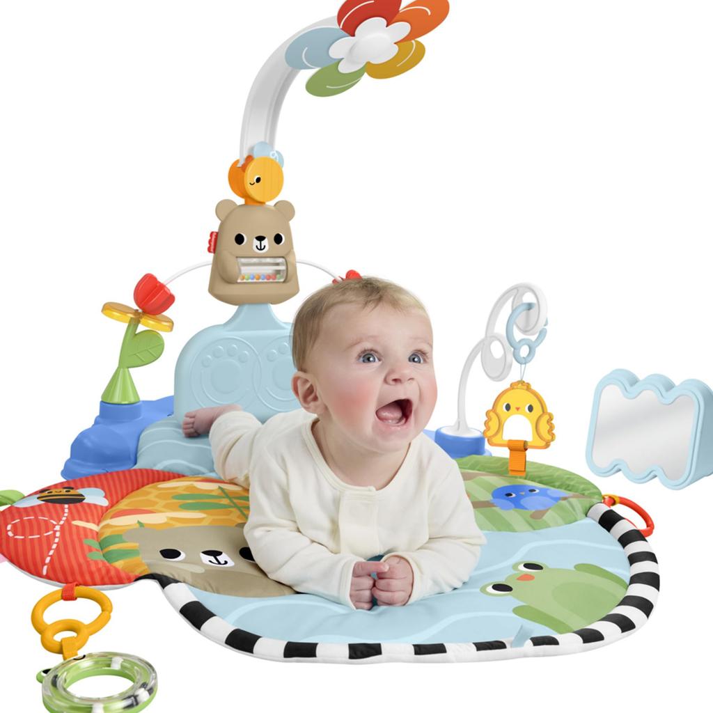 Fun Play Gym Baby Toddler Toy with Indoor Play Baby Gym Play for Babies and HYR60 Fisher-Price Kick-and-Rock - & Mirror, Rattle, Equipment, & Mat, Up,