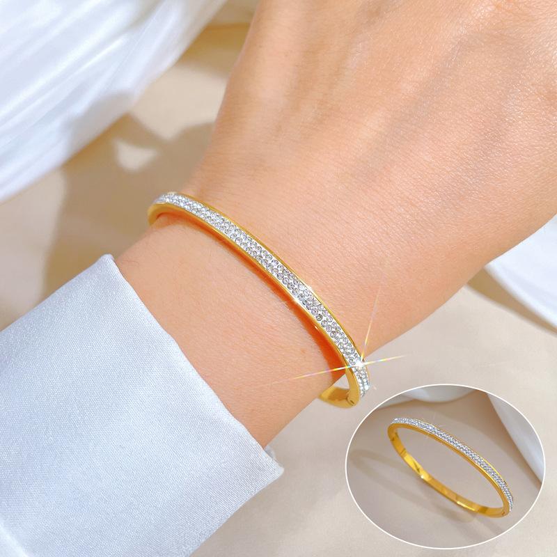 Titanium Steel European And American Light Luxury Titanium Steel Bracelet Minimalist Retro Full Diamond Stainless Steel Jewelry