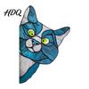 Sunlight Catching Cat Sticker Stained Glass Window Cling Vintage Colorful Kitty Decal Removable Static Cling for Door Wall Car UV-Resistant