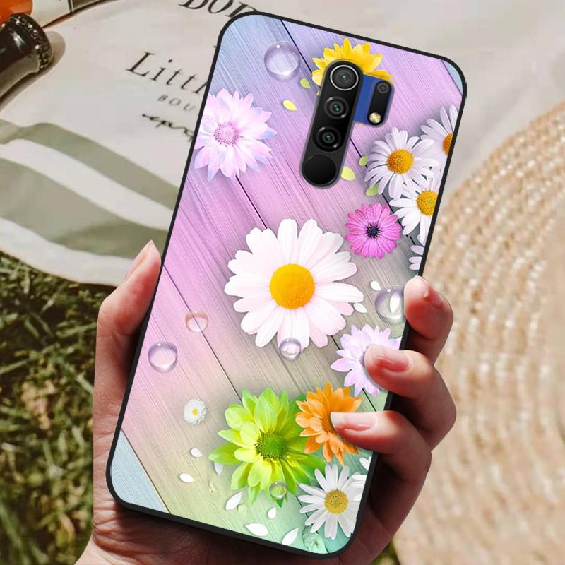 Für Xiaomi Redmi 9 Hülle Katze Blume Wolf Cover Silikonhülle Für Redmi 9 redmi9 Cover Bumper 6.53" Stoßfeste Handy Coque Hülle
