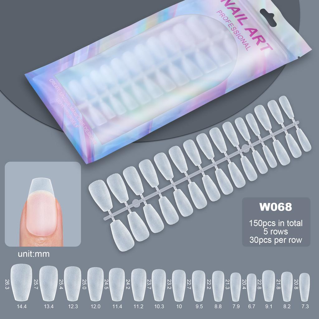 150pcs Short Matte False Nails Full Cover Coffin Square Almond Press On False Nails Soft Gel Nail Tips Manicure Extension Tools