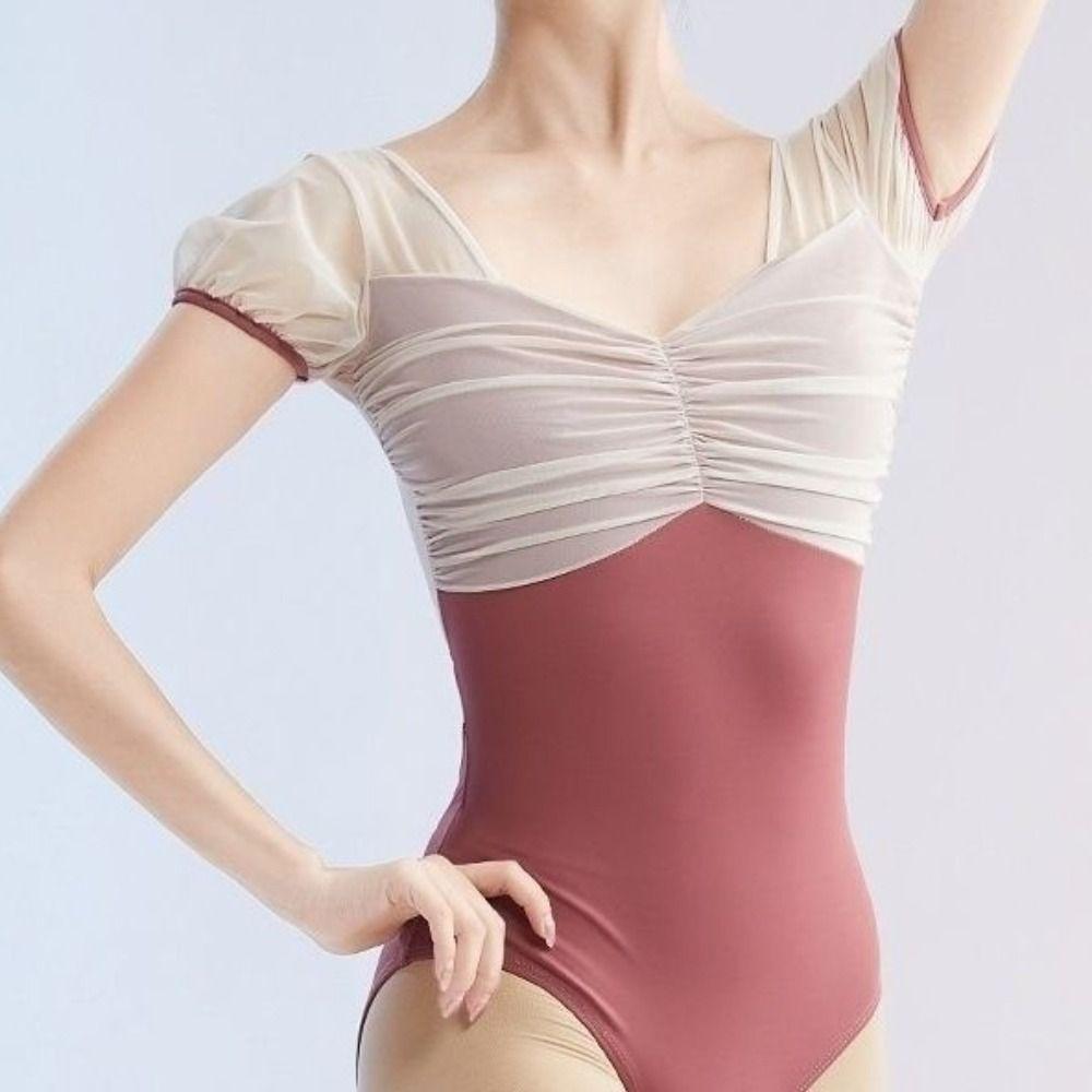 Mesh Dance Costume Short Sleeve Gymnastic Clothes Girls Ballet Dress  Ballet Practice