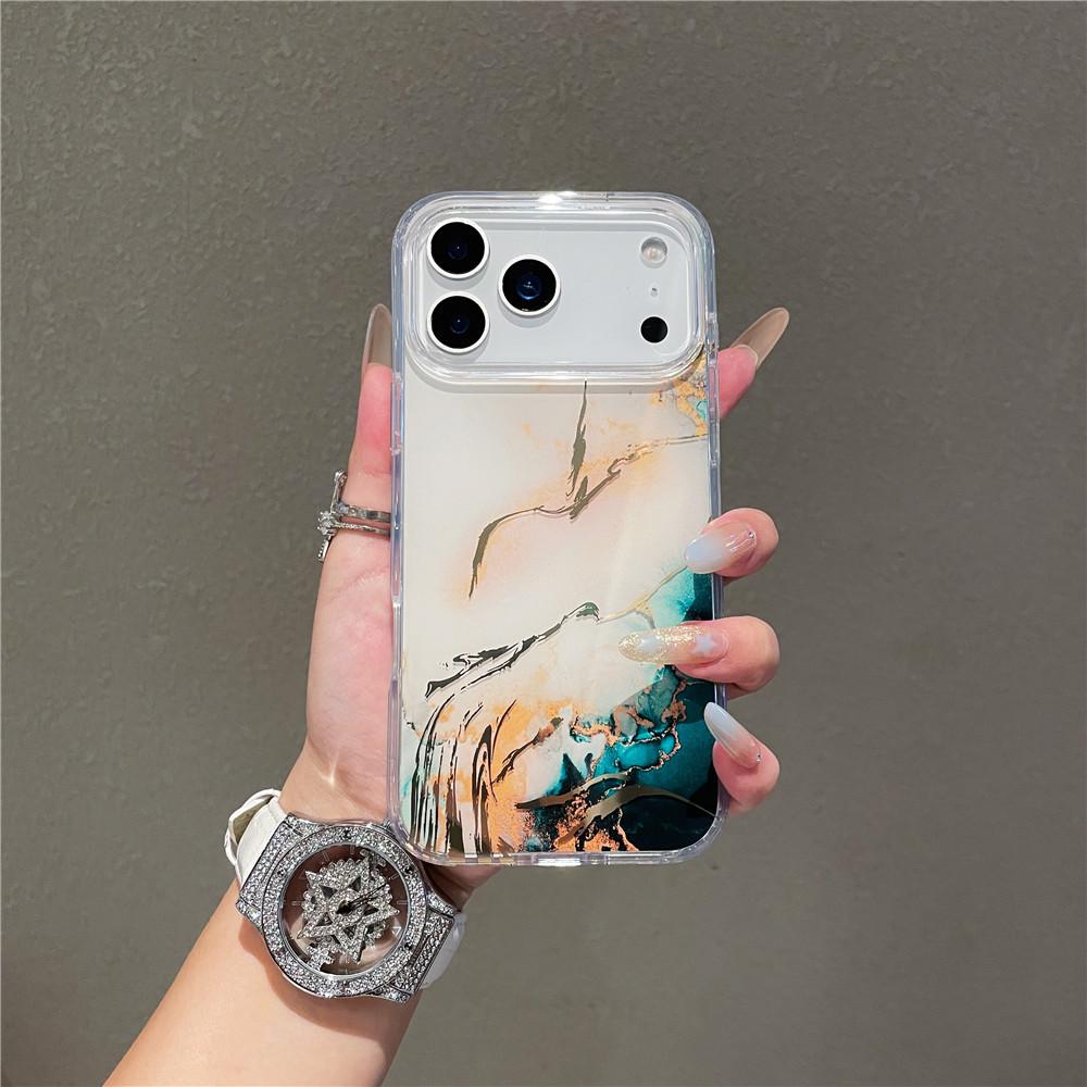 iPhone 17 Electroplated Marble Case: Unique Hot Stamping, Drop-Proof Design for Apple 16 Pro