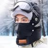 Russian Ushanka Winter Plush Hats with Goggles Cycling Windproof Cap Pilot Hat Lei Feng Hat  Sports