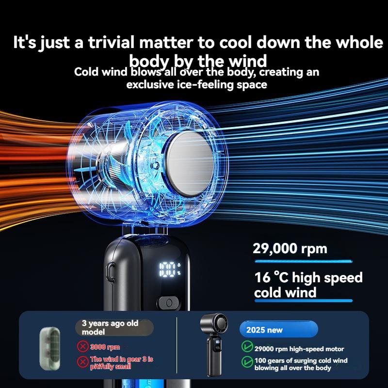 Handheld High-speed Fan Folding 100 Speed Infinitely Adjustable Portable Outdoor Hanging Neck Small Fan