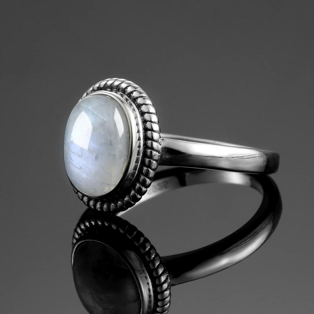 New Fashion 8x10 MM Oval Natural Moonstones Rings Women's CopperJewelry Ring High Quality Gifts Vintage Fine