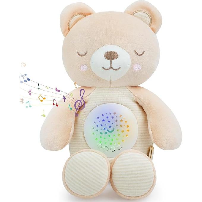 Musical Stuffed Animals with Sound Machine, White Noise Baby Soothers for Sleep, Night Light Shush Lullaby Music Soothing White Noise Toys for White