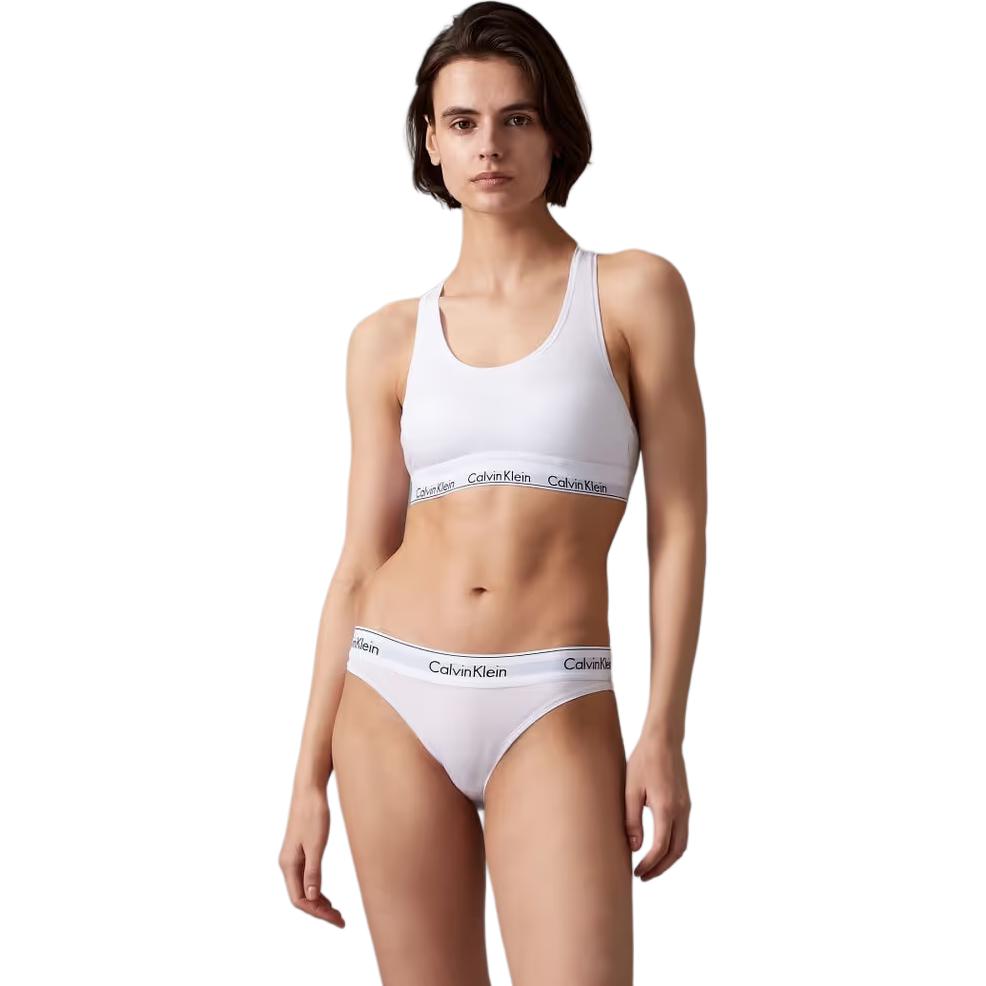 Calvin Klein Letter Jacquard Bralette Comfortable Simple Women underwear White QF3785AD-100
