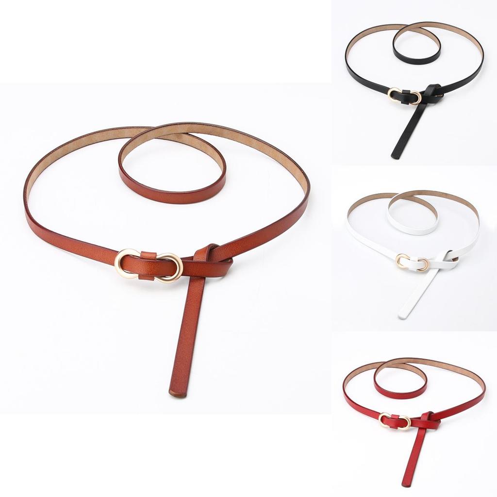 Womens Faux Leather Thin Belt With Knot Closure For Street Style And Daily Wear
