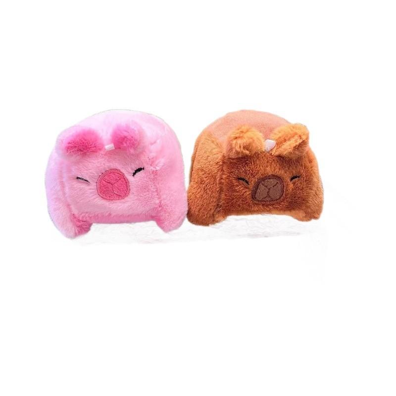 Sweet Plush Capybara Doll Cute Design In Brown And Pink Soft Fur Perfect For Keychains