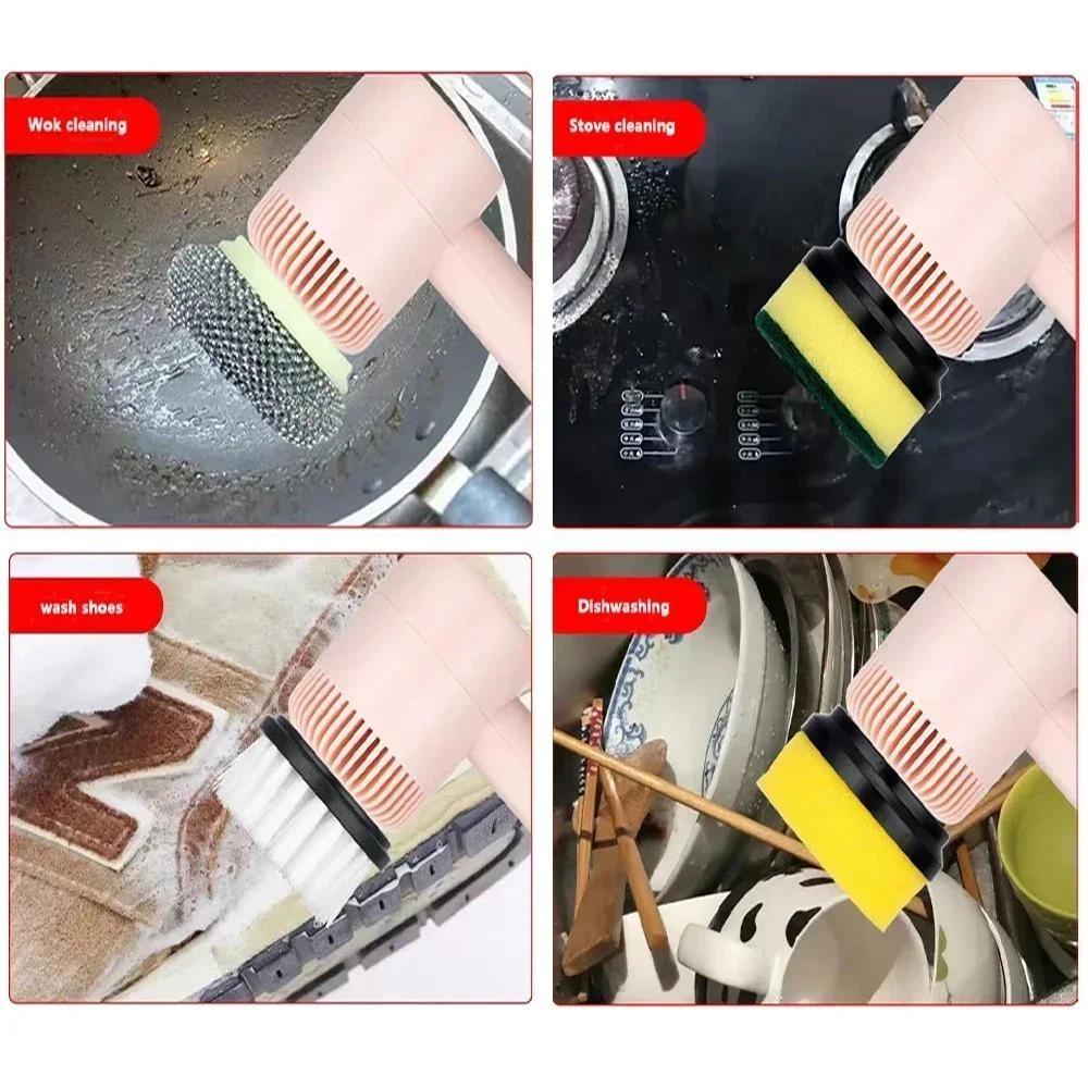 Automatic Kitchen Dishwashing Brush USB Rechargeable Bathtub Tile Professional Cleaning Brush 224*119mm Wireless Portable Electric Cleaning Brush