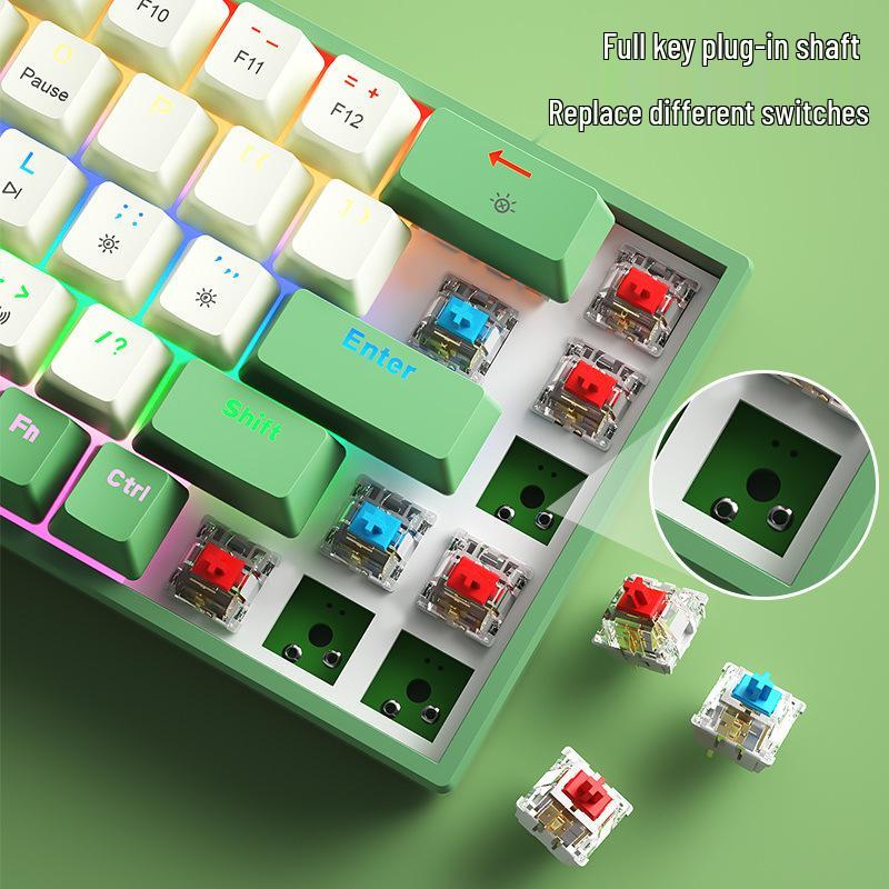 BOW Hot-Swappable Wired Mechanical Gaming Keyboard - Red/Brown Switch, 68-Key Compact Design