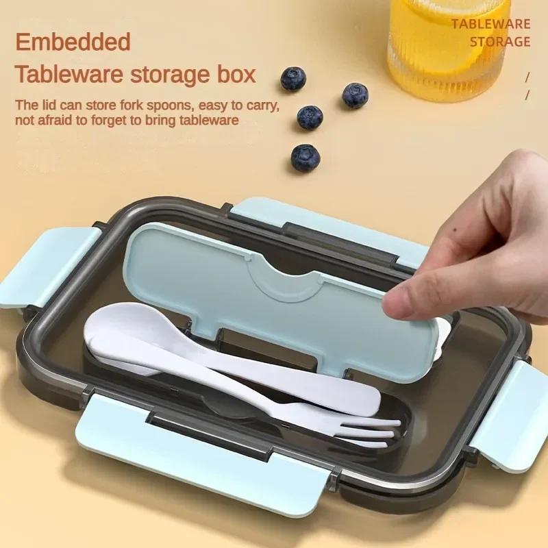 Compartment 1500ML Portable Lunch Box Kids Students Office Bento Box with Fork and Spoon Microwave Food Storage Container