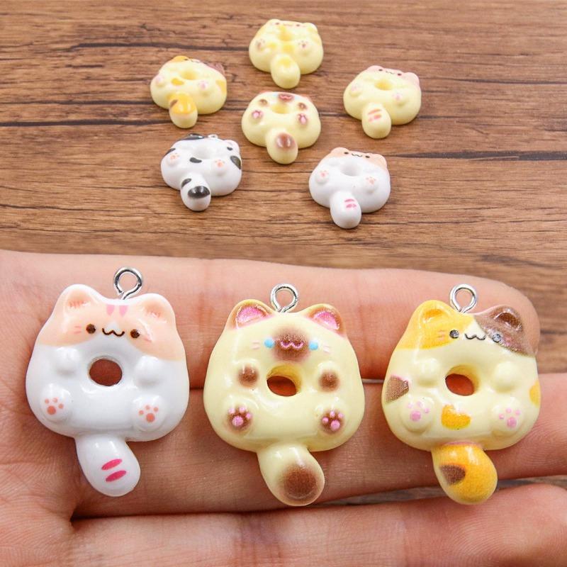 DIY Resin Accessories Cute Cat Donut Pendant Luggage Bracelet Mobile Phone Pendant