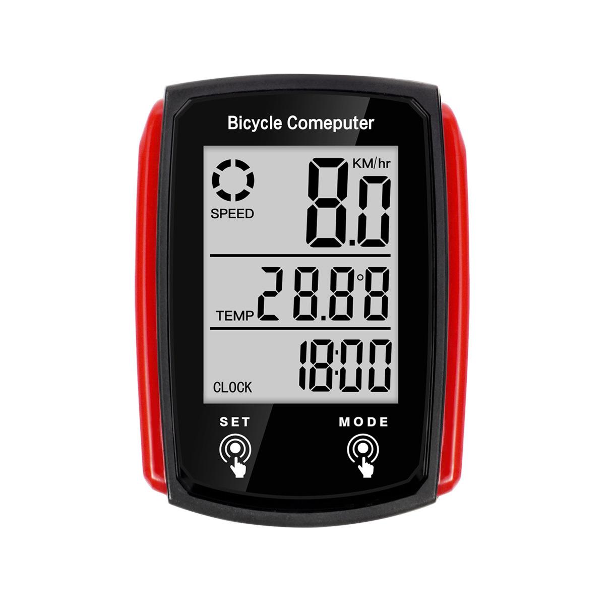 

Bicycle Bike LCD Computer Wired Cycling Speed Odometer English Waterproof Bike Accessories Backlit For Day/Night Cycling красный
