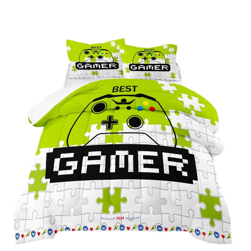 Gaming Controller Plush Bedding Set - 3 Piece Digital Print Duvet Cover Set