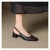 Retro Square Toe Woven High Heeled Sandals Summer Fashionable Breathable Single Buckle Thick Heeled Women's Shoes