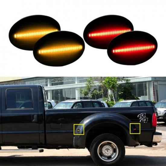 For 1999-10 Ford F350 LED F450 Dually Bed Fender Side Marker Lights 4pcs