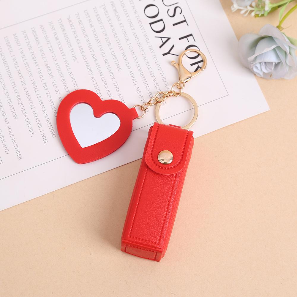 Elegant PU Leather Lipstick Holder Keychain & Backpack Charm