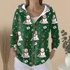Women's Fashion Casual Sweater Button-Up Print Cardigan  Hooded Jacket