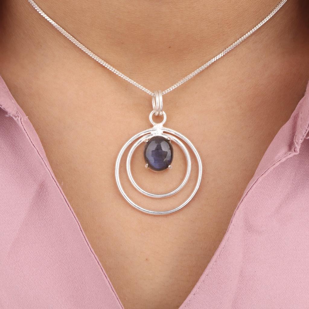 Labradorite Gemstone 925 Sterling Silver Jewelry Handmade Pendant 1.65" For Her PP-61-35