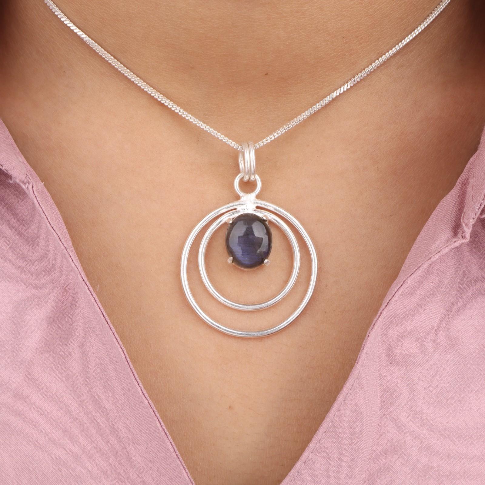 

Лабрадорит Драгоценный камень Серебро 925 пробы Ювелирные изделия Ручной работы Подвеска 1,65 Для нее PP-61-35