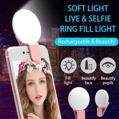 Anel de luz LED para selfies, luz portátil para celular, âncora para fotos, beleza, luz de vídeo para smartphone, acessórios universais para iPhone