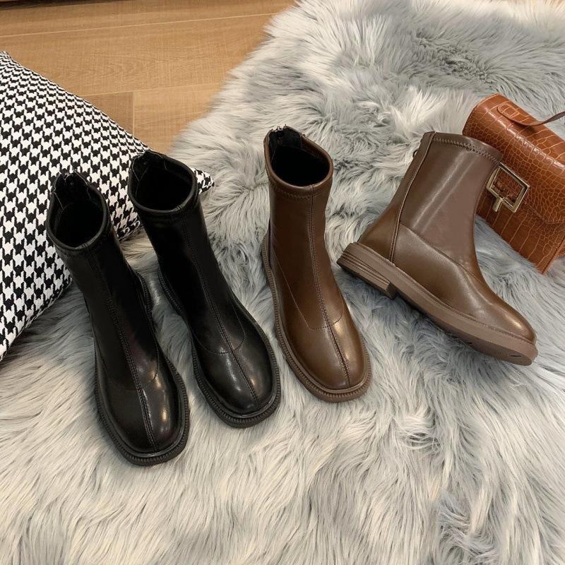 Skinny Boots Women's Autumn and Winter New Summer Thin Single Boots Martin Boots Thick-soled Versatile British Style Short Boots