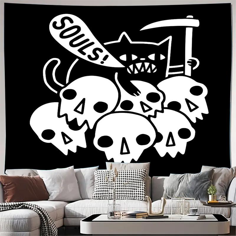 

Gothic Tapestry Black Cat Halloween Decor Room Divider Wall Hanging Spooky Home Decor Witchy Aesthetic Room Decor Dark Academia 74x94cm(29x37in)