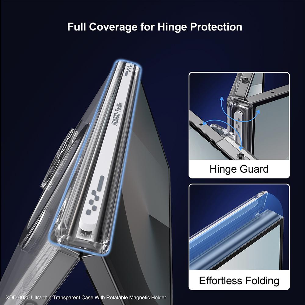 XUNDD For Samsung Galaxy Z Fold7 5G Case Compatible with MagSafe Kickstand PC Cover with Tempered Glass