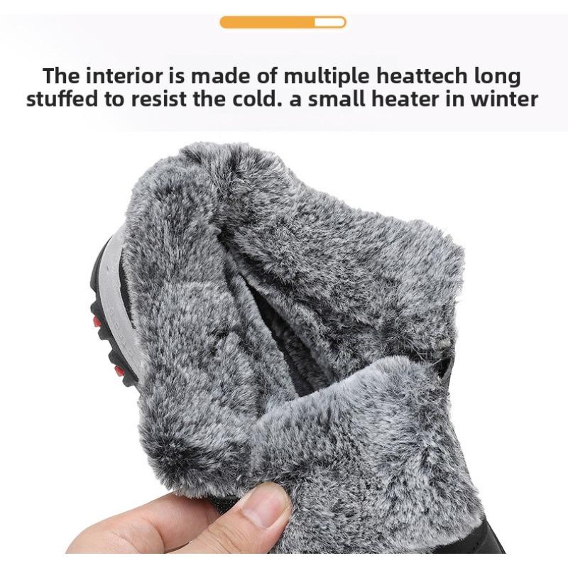 Winter Neue Herren Plüsch Warme und Strapazierfähige Outdoor Wander Baumwollstiefel mit Klettverschluss Leichte und Bequeme Schneestiefel