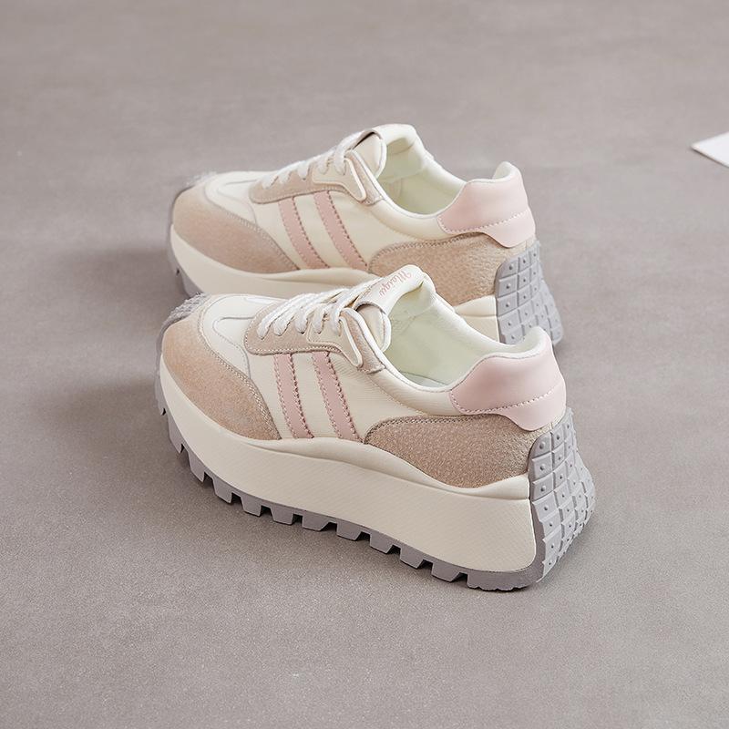 Leather Platform Forrest Gump Shoes Women's 2025 New Four-season Casual Versatile Non-slip Sports Shoes Classic Flat-bottomed German Training Shoes