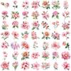 50Pcs Ink Flower Stickers DIY Phone Case Material Handbook Water Cup Plant Transparent PET Stickers
