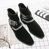 Fashion Punk Style Men Motorcycle Boots Outdoor Man Casual Leather Shoes High Top Botas Hot Sale Ankle Boots Color Matching Chelsea Boot